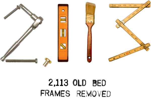 2,113 Old Bed Frames Removed