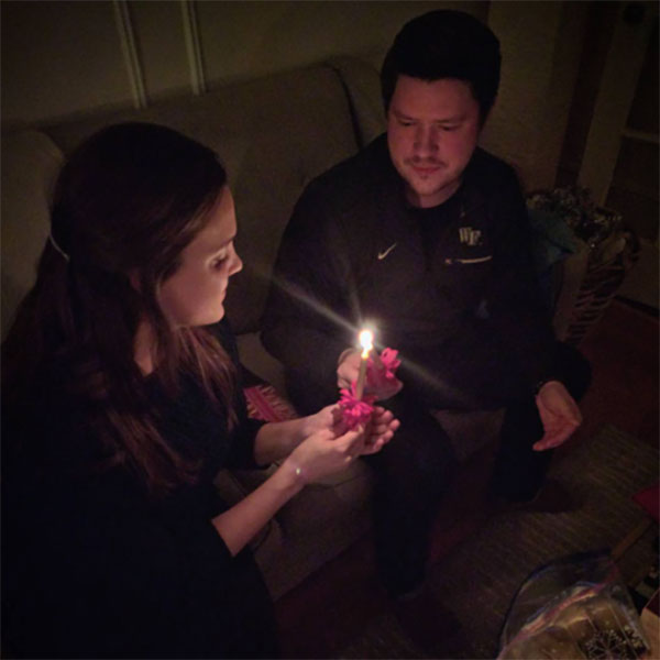 Lighting candles at home