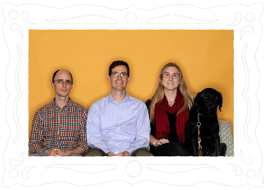 Robert Erhardt and Michael Shuman with Kathryn Webster.