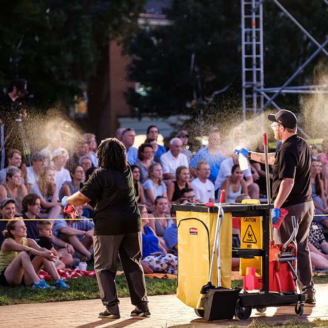 Facilities workers participate in the show