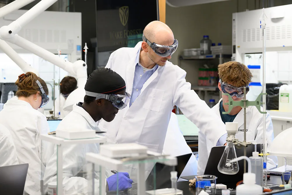 Chemistry students working in a lab