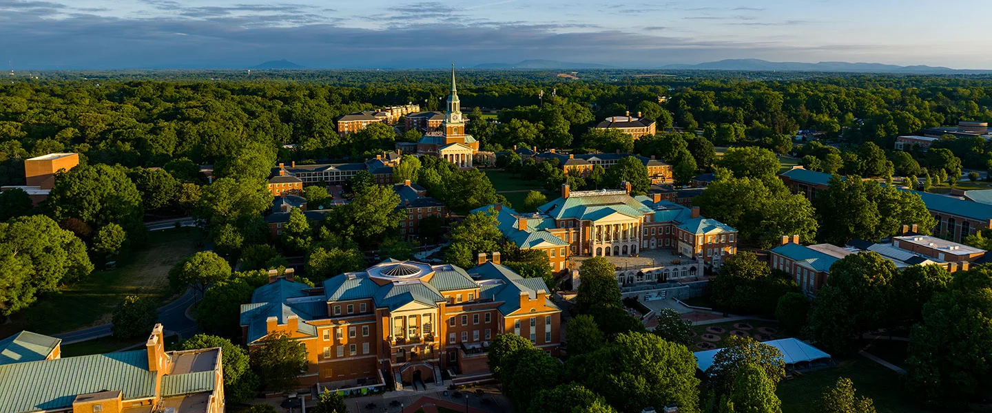 Aerial view of the Wake Forest University Reynolda campus.