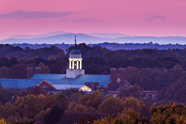 ZSR library cupola at sunset