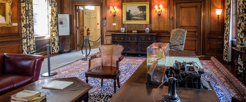 An interior view of R.J. Reynolds' personal study in Reynolda House Museum of American Art.