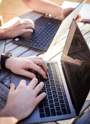Students using laptops