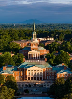 Reynolda Hall and Wait Chapel on the Wake Forest campus.