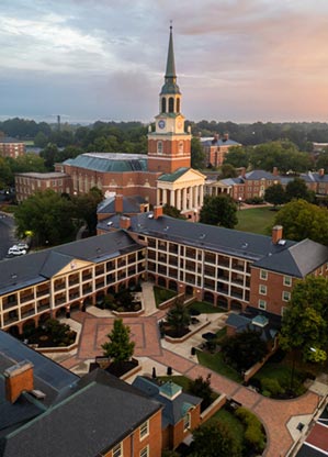 Aerial view of the Wake Forest campus.