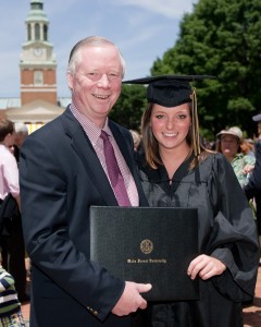 A proud father and daughter at Wake Forest University's Commencement Exercises.