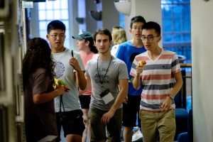 Students search for zombies as part of the ZSR Library's Humans vs. Zombies event