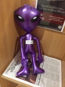 An alien serves as part of a marketing campaign.