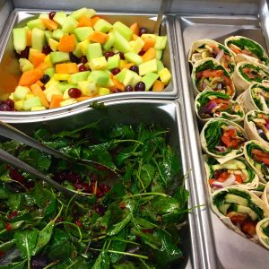 Vegan food station in the Pit