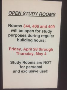 Open study rooms notice