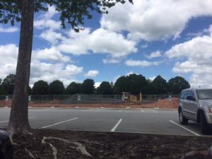 Giant gravel pile at the soccer practice field