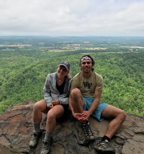 Two '17 grads taking a break from hiking the Appalachian Trail