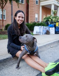 New Wake Forest students move into their residence halls on Friday, August 26, 2016. Isabella Grana ('20) and her parents, Tino and Suzen, drove the work van down from New York City with their dog Gummy Bear.