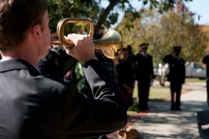 Wake Forest ROTC presents a Veterans Day ceremony to commemorate current and past soldiers at university flag pole.