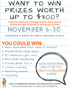 WFU Health and Wellbeing survey flyer