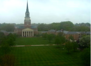 Wet view of campus from the Quad Cam