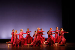 Wake Forest students perform the final dress rehearsal for the spring dance recital on the Tedford Stage in Scales Fine Arts Center on Wednesday, April 25, 2018.