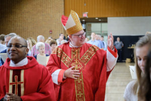 Wake Forest University holds a Catholic mass for graduating students and their families, led by His Eminence Timothy Cardinal Dolan, in the Sutton Center on Sunday, May 20, 2018.