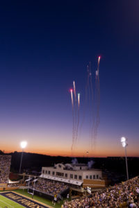 Wake Forest celebrates Homecoming at BB&amp;T Field with a football game against Navy on Saturday, October 9, 2010. The Deacons celebrate each score with fireworks.