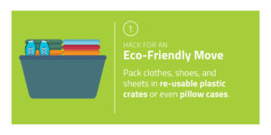 Pack clothes in reusable bins