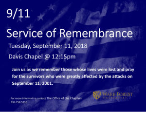 9/11 service of remembrance flyer