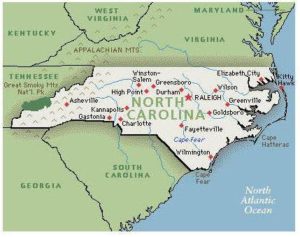 NC map showing location of Winston-Salem