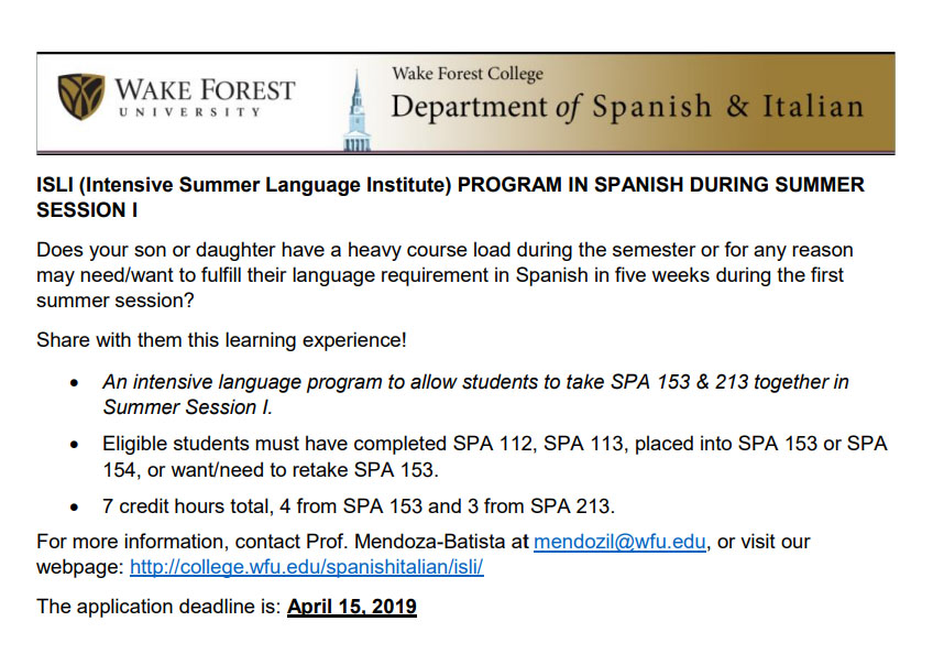 ISLI summer institute in Spanish