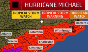 Hurricane Michael map around 1 pm October 10th