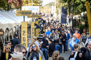 Wake Forest alumni and friends enjoy the official tailgate party on Baity Street outside BB&T Field during Homecoming 2018 on Saturday, November 3, 2018.