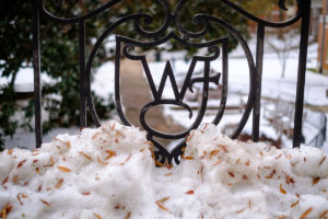 Snow still blankets the Wake Forest campus days after a major winter storm, on Thursday, December 13, 2018.