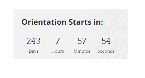 clock counts down to orientation