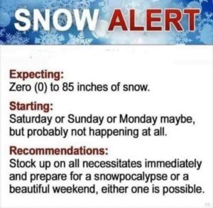 a satirical look at the way we predict snow in NC