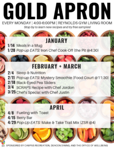 Gold Apron events each monday