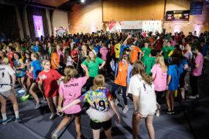 Wake Forest students dance in the Sutton Center to raise money for cancer research in the annual Wake n Shake event on Saturday, March 23, 2019.
