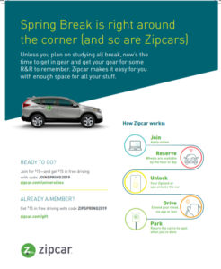 Zipcar promotion spring 2019