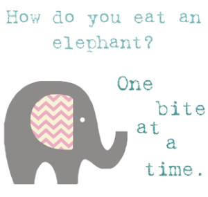 How do you eat an elephant? One bite at a time.