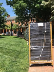 Stack of Commencement chairs