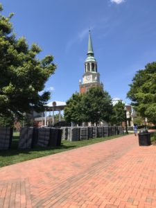 stacks of chairs for Commencement 2019