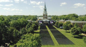 Quad being prepared for Commencement