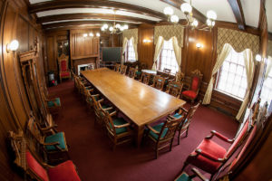 The English department seminar room in Tribble Hall on the campus of Wake Forest University