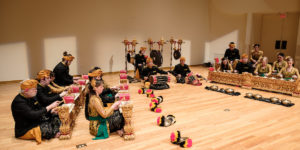 Members of the Wake Forest community rehearse for a gamelan concert in Brendle Recital Hall on Wednesday, March 20, 2019. Gamelan is a traditional instrumental ensemble of Indonesia, typically including many bronze percussion instruments.