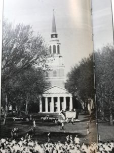 Old Howler yearbook scan of the Quad trees in their glory days