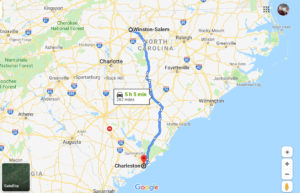 map from winston salem to charleston, sc - 5 hours away
