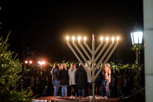 lighting of the quad candles - the Menorah
