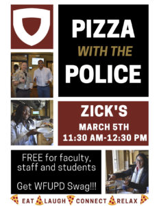 Pizza with the Police March 5th 2020 11:30-12:30 in Zicks