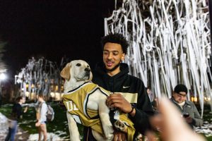 Wake Forest students roll the quad after a double-overtime victory over Duke on Tuesday, February 25, 2020.