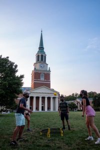 Students play safe. socially distant games on the Quad. Photo by Riley Harriman '22.