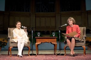 U.S. Supreme Court Justice Ruth Bader Ginsburg talks about her career during 'A Conversation with Justice Ginsburg' on Wednesday afternoon in Wait Chapel. Hosting the event is WFU Law professor Suzanne Reynolds.